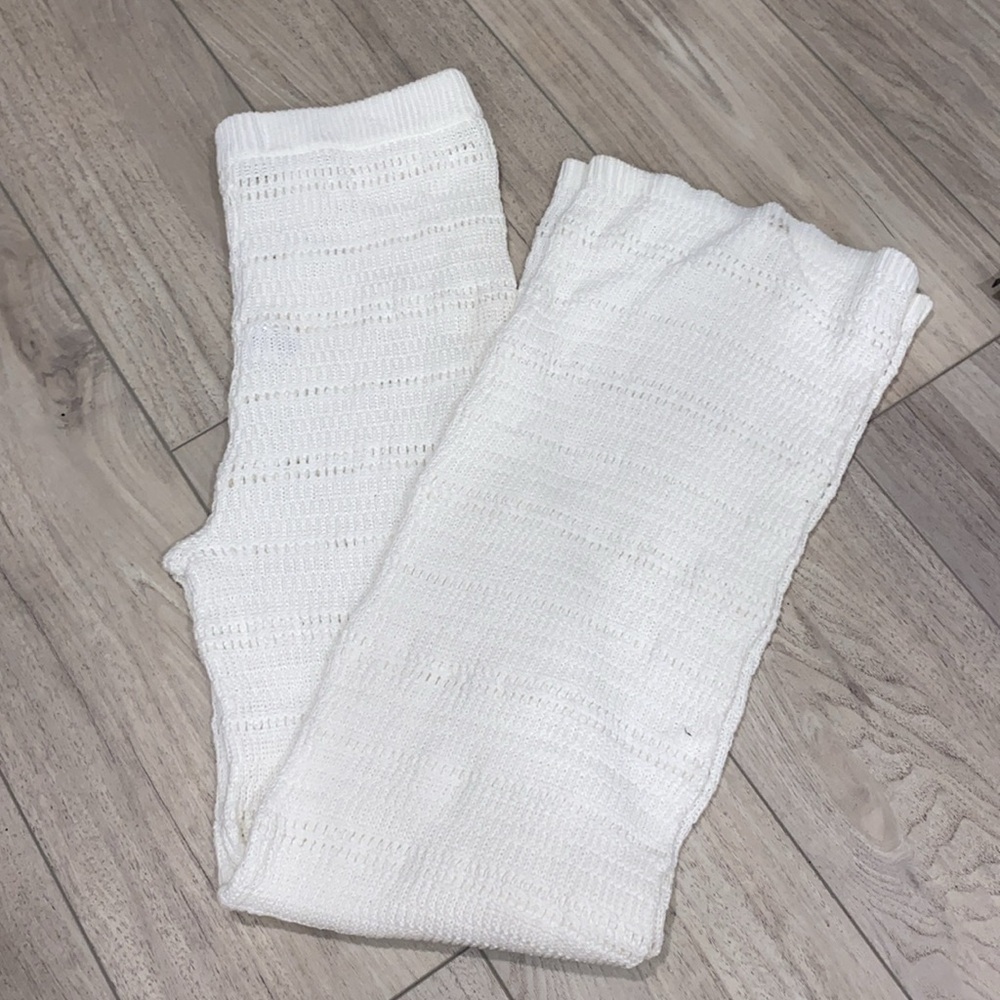 L*Space Ivory Knit Pants Marbella Crocheted Cover-Up Pants, 100% Cotton SizeM - Picture 13 of 16